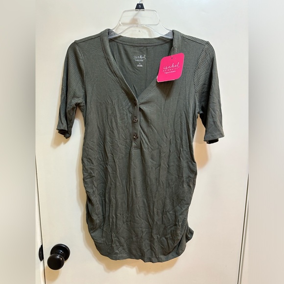 NWT Ingrid & Isabel Elbow Sleeve V-Neck Henley Maternity Top in Size S - Picture 2 of 3